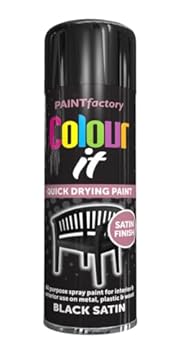 Classic Signature - 1 x All Purpose Black Satin Aerosol Spray Paint 250ml Quick Drying Spray,Fast Dry and Excellent Coverage for Wood, Metal, Plastic and more