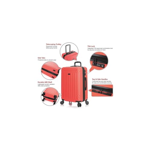 Sophisticated Simplicity New Generation Hardside 3-Piece Luggage Set - Red - (Impact-Resistant, 360 Spinner Wheels, Expandable, Dimensions: 20" X 13" X 9", Secure Combination Lock)2