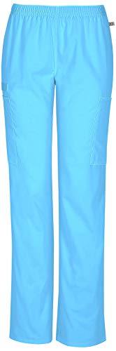 Cherokee Women's WW Flex Mid-Rise Straight Leg Elastic Waist Scrub Pant, Turquoise, X-Large