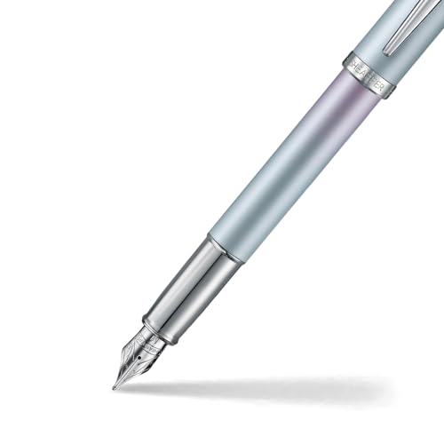 Image of Sheaffer Expressions 100 9376 Blue and Pink Pearlised Gradient Fountain Pen with Chrome Plated Trims - Medium