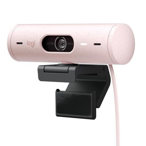 Webcam Logitech Brio 500 HD Rose compatible Zoom et Microsoft Teams avec double micro USB-C
