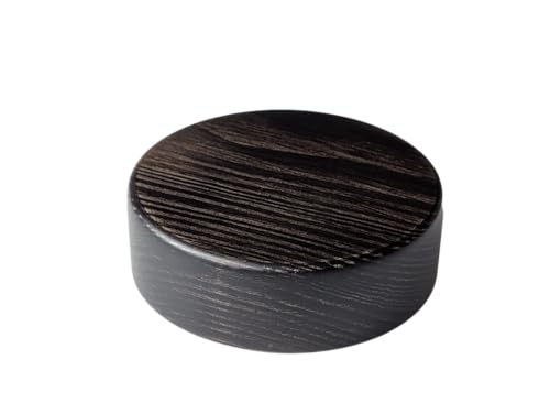 Greca - Socles circulaires en bois massif. Finition vernis noyer mat. Épaisseur : 3 cm. Plusieurs dimensions (diamètre 10 x 3 cm)