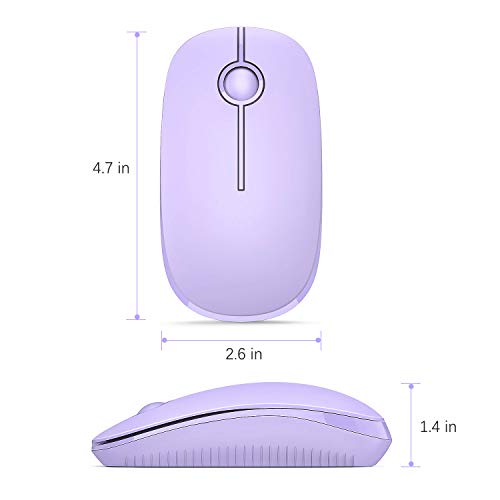 Image of VssoPlor Wireless Mouse, 2.4G Slim Portable Computer Laptop Mouse with Nano Receiver Quiet Silent Optical Mice for Notebook, PC, Laptop, Computer-Light Purple