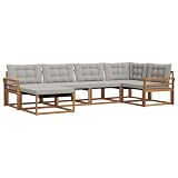 vidaXL Conjunto de sofás de Exterior 6 uds. Gris Natural y Claro