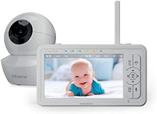 Babysense 5" HD Baby Monitor, Video Baby Monitor with Camera and Audio, Remote Pan and Tilt, Adjustable Night Light, Long Range, Two-Way Audio, 4x Zoom, Night Vision, 4000mAh Battery