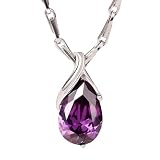 Unified Jewellery Elegant Teardrop Amethyst Pendant Necklace for Women - Sterling Silver Plated Necklace with Vibrant Purple Gemstone - Anniversary, Birthday Gift for Her - 45cm/17.7 Inch Chain 582