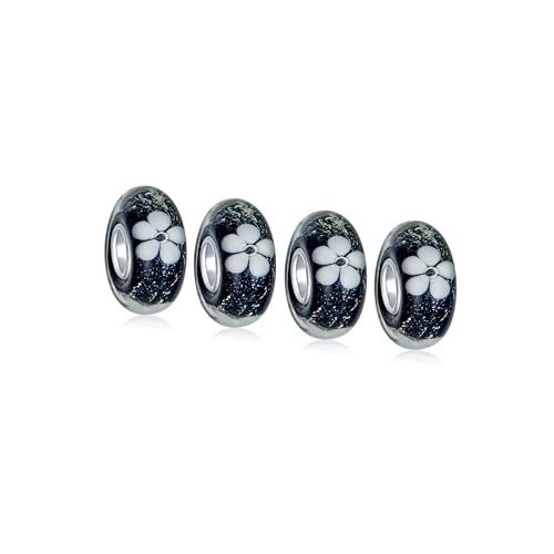 Cuentas espaciadoras de flores en cristal de Murano y plata .925 para pulseras