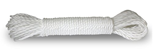 POLYPRO 50 Foot (15.2 m) Durable White Polypropylene Rope | ? (0.3 cm) Thickness | Versatile Use: Camping, Hiking & Home