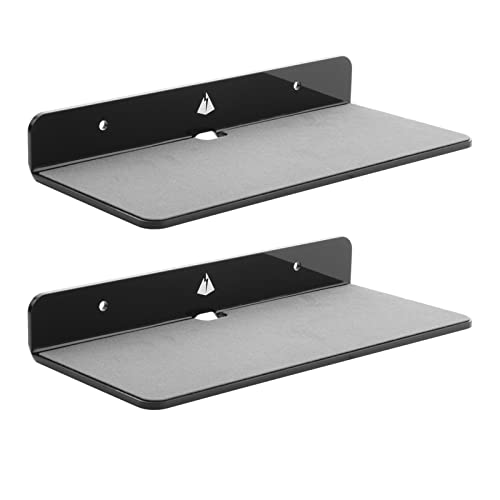 TXEsign 2-Pack Acrylic Wall Speaker Holder Mount, Black, Large, Modern Style, Wall Mount for Small Devices, Shelf
