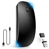 マウス Bluetooth Type-C充電式 ワイヤレスマウス 2.4GHz光学式 3dpi切替 静音 薄型 小型 無線マウス 高精度 左右対称 持ち運び便利 TELEC認証取得済み 「レシーバー内蔵」 Mac/Windows/Surface/Macbook/iPad/PC/iPhone/Android/スマホ対応に対応 (Type-C+USB-A・ブラック)