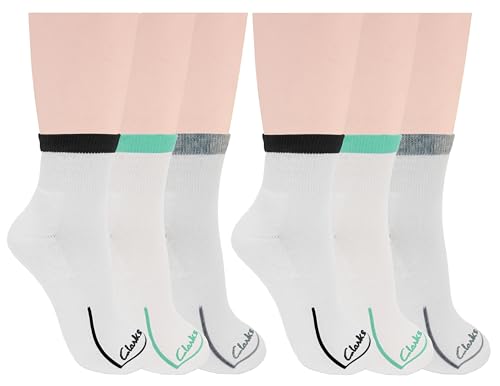 Chaussettes mi-rembourrées femme Clarks (lot de 6 paires blanc pointure 37-44)