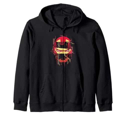 Image of Marvel Iron Man Tony Stark Spliced Helmet Zip Hoodie
