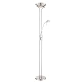 Luz principal LED (18W) y brazo lector con luz LED (5W). Luz cálida 3000ºK. Perfecta para colocar entre sofás, asegurando un mínimo gasto. Ambas luces se pueden regular en intensidad adaptándose a la necesidades del momento.