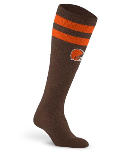 For Bare Feet NFL CLEVELAND BROWNS Cozy Feather Compression Varsity Stripe Team Color Large/Extra Large