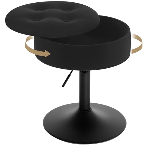 WOLTU Tabouret Coiffeuse, Tabouret de Maquillage avec Rangement, Pivotant, Tabouret Bar Bas Réglable en Hauteur 50-66,5 cm, Siège Rond pour Chambre à...