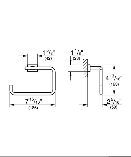 Grohe 40510001 Essentials Cube Metal 7.48-in. Towel Ring, Starlight Chrome