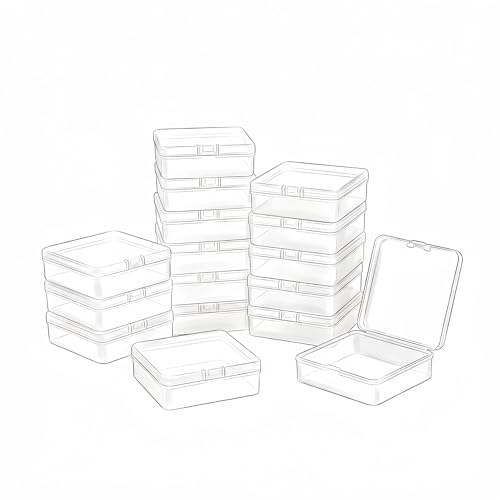 LJY Clear Square Plastic Boxes, 16 Pack, 8.3 x 8.3 x 2.8 cm