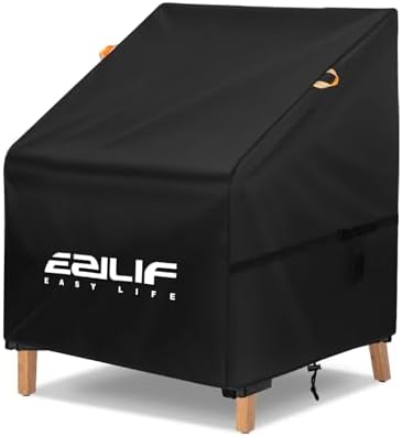 Ezilif Gartenstuhl Abdeckung 420D Oxford Wasserdicht, 80x85x60/90cm | Schutzhülle Winddicht Anti-UV Staubdicht Winterfest, Gartenstühle Schutzhülle Reißfest, Balkonmöbel Abdeckung