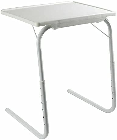 ReTaaj Mate Folding Table Mate Portable L Shape Dinner TV Laptop Sofa Bedside Tray Adjustable Travelling Desk White