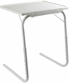 ReTaaj Mate Folding Table Mate Portable L Shape Dinner TV Laptop Sofa Bedside Tray Adjustable Travelling Desk White