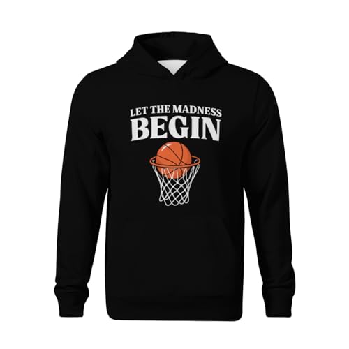 Kids Let the Madness Begin Funny Basketball Season Boys Girls Lightweight Kangaroo Pocket Fleece Hoodies2