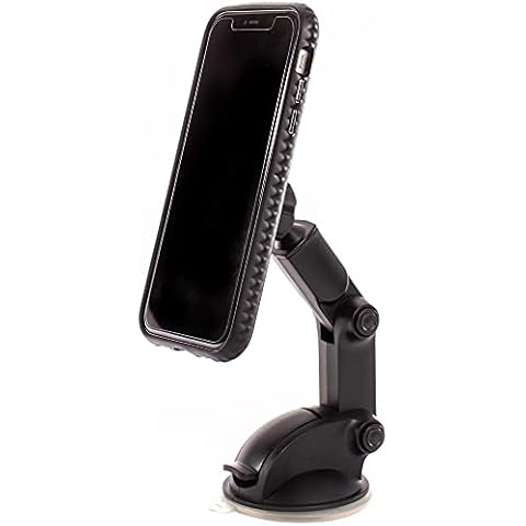Lusso Gear Magnetic Car Phone Mount, Extra Strong Magnets, Secure Suction Base, Use on Dashboard & Windshield, Height-adjustable, 360° Rotation, Fits All Phones, Removable & Reusable Cell Phone Holder Cover