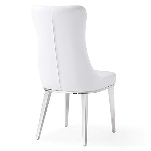 Zuri Furniture Modern Norma Dining Chair - White With Polished Stainless Steel Base #TOP5