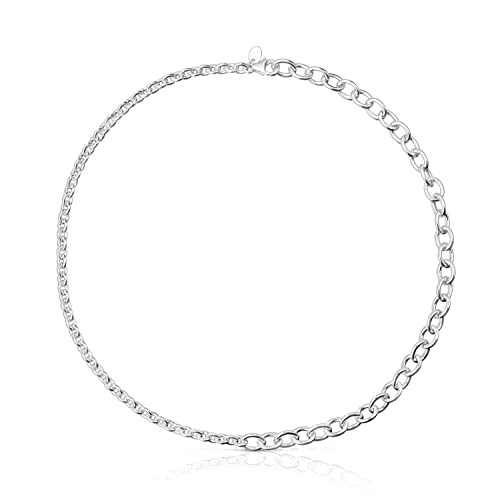 TOUS Gargantilla de Plata de Primera Ley con Anillas Redondas de Plata para Mujer, Largo 43cm, Fino y Elegante, Colección Calin