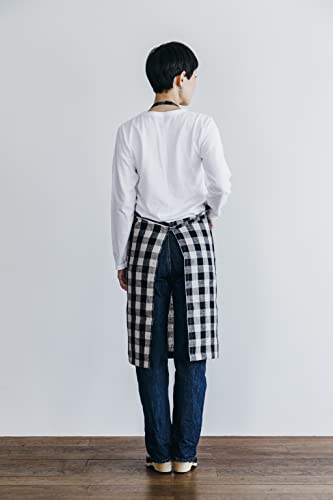 fog linen workフォグリネンワークリネンデイリーエプロン ブラックナチュラルチェック