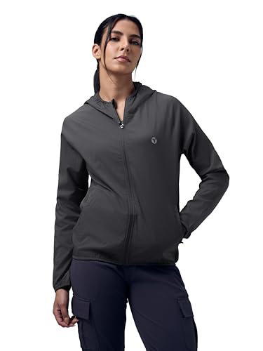 Image of TECHNOSPORT Women's Solid Slim Fit Hooded Jacket with TECHNOWARM+ | Full Zip Polyester Winter Jacket for Sports, Gym, Travel & Casual Wear | Long Sleeve Hooded Activewear with Moisture-Wicking Fabric