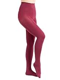 SOFT SOFIE'S Collant da donna 80Den resistenti alla corsa opachi - Collant elasticizzati comodi a vita alta, Borgogna - 1 paio, Large