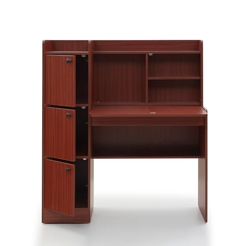 Image of Green Soul Nile Study Table| Writing and Computer Desk for Students, Adults, and Professionals | Engineered Wood | Safeli Brown|3 cabinets, 3 Shelves| 3 Year Warranty Installation Provided