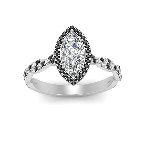 Image of Choose Your Gemstone Twisted Marquise Diamond CZ Halo Ring 925 Sterling Silver Marquise Shape Halo Engagement Rings Minimal Modern Design Birthday Gift Wedding Gift US Size 4 to 12