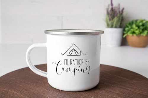 Gift Design Idea Campfire Enamel Coffee Cup Id Rather Be Camping Custom Enamel Mug Bkacgm 72270