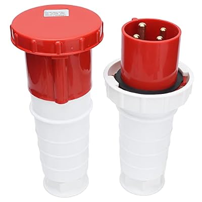 380-415V 63A Electrical Cord Connector, IP67 Waterproof 4 Pin Power Plug Socket Kit for 3P+E Wiring Projects, Industrial Connector