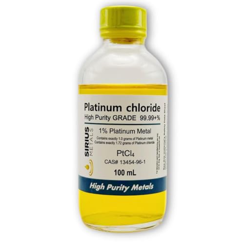 Sirius Metals 1.727% Platinum Chloride Solution (1.0% as 99.997% Pure Platinum Metal) - 100 mL in Glass Bottle