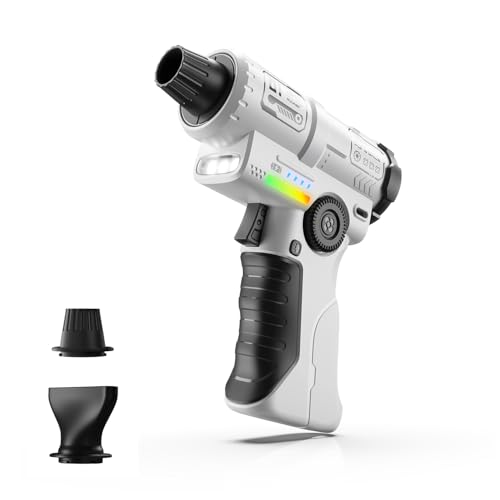 yAyusi Colector de Polvo Eléctrico Recargable,Colector de Polvo Eléctrico de Aire de Alta Potencia de 130000 RPM,con LED,Control de Velocidad Continuo,Adecuado para Exteriores,Hogares y Automóviles