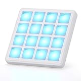 M-VAVE Wireless MIDI Controller Pads, 4.1 * 4.1 Inch, 0.28 LBS, Bluetooth Portable USB with 16 Drum, Note Repeat, Full Level Buttons, Rechargeable battery (White Pocket)