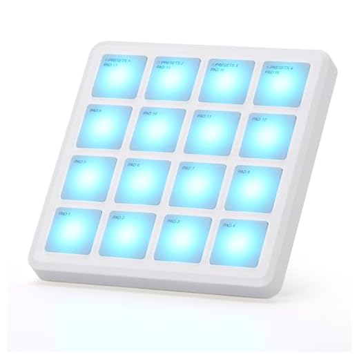 M-VAVE Wireless MIDI Controller Pads, 4.1 * 4.1 Inch, 0.28 LBS, Bluetooth Portable USB with 16 Drum, Note Repeat, Full Level Buttons, Rechargeable battery (White Pocket)