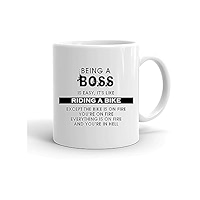 Tazza Divertente Per Manager – 'Being A Manager Is Easy It's Like Riding A Bike' – Ceramica Termoresistente
