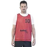 Softee Equipment Unisex Set mit 5 Leibchen, nummeriert von 16 bis 20 Weste, rot, Einheitsgröße