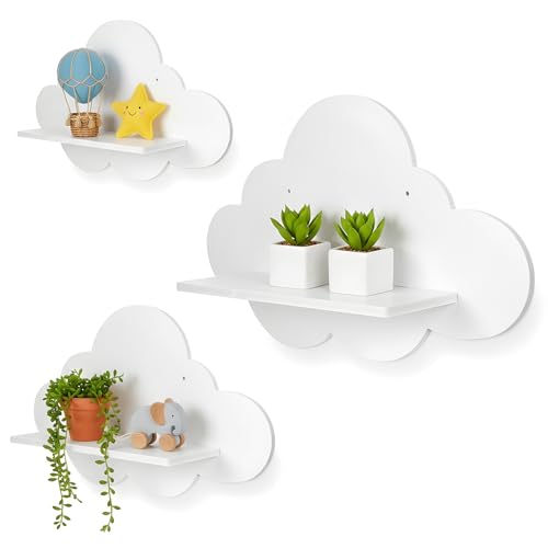 Meyeyaia 3 Pcs Cloud Shelves White Wavy Small Nursery Wall