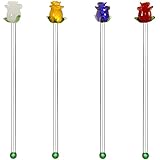  WEKBOSS Palos de vidrio Swizzle para cóctel, agitador de bebidas de café, varilla de revolver reutilizable, varillas de revolver para cacao barman vacaciones (rosa de 197 mm 4piezas