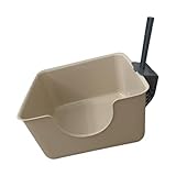 【Côtés hauts】 Les toilettes pour animaux de compagnie ont des côtés hauts qui créent une protection pour empêcher la litière du chat d'éclabousser et vous offrir un espace et un environnement domestique bien rangés. il y a des poignées creuses des deux côtés pour un déplacement facile.