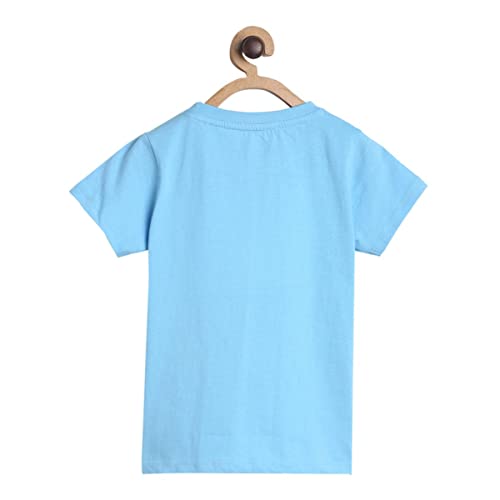 Image of miniklub Boys Round Neck Short Sleeve Knitted Cotton T-Shirt (Blue Color)