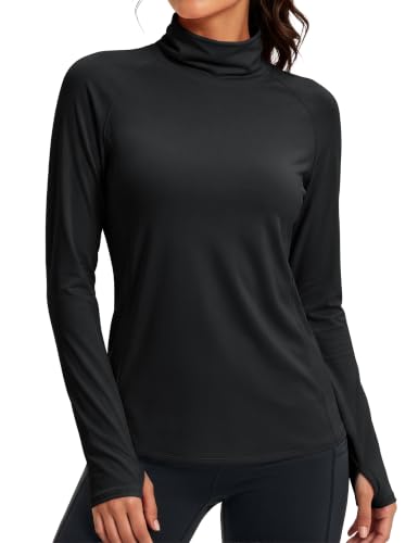 MAGCOMSEN Thermal Tops for Women – Turtleneck Fleece-Lined Underwear Shirt for Warm Comfort