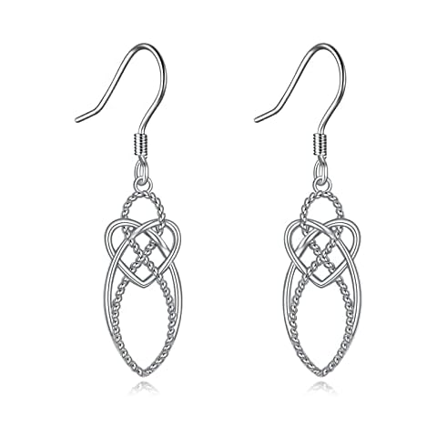 Celtic Knot Earrings Sterling Silver Celtic Knot Earrings Vintage Irish Lucky Jewellery Gifts for Women Girls, Sterling Silver, No gemstone Cover