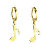 Pendientes de aro con nota musical Pendientes colgantes con clave de sol Joyería con temática musical Regalos de agradecimiento para profesores amantes de la música (corchea oro 3)