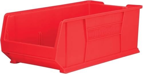 Akro-Mils 30293 Super-Size AkroBins Plastic Storage Bins, Space-Saving Stackable Bins for Garage, Classroom, Warehouse Organization, 30" L x 16" W x 11" H, Red, 1-Pack