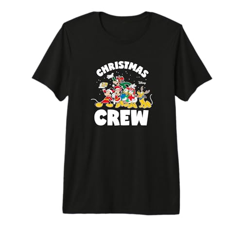 T-shirt Noël Mickey Minnie Disney Crew vêtement festif imprimé personnages Disney